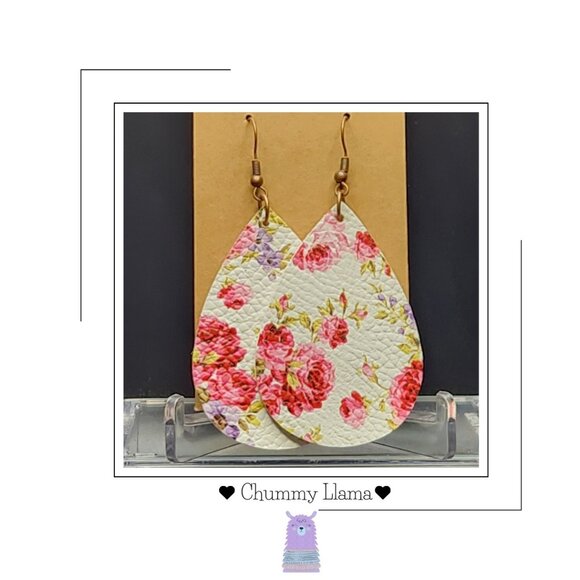 Vintage-Inspired Pink Floral Dangle Earrings – Romantic & Lightweight, NEW - Picture 1 of 1